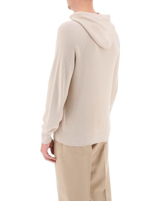 Brunello Cucinelli Natural Knitted Hoodie for men