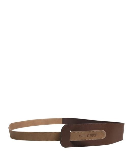 Gianfranco Ferré Brown Genuine Leather Logo Wide Waist Belt