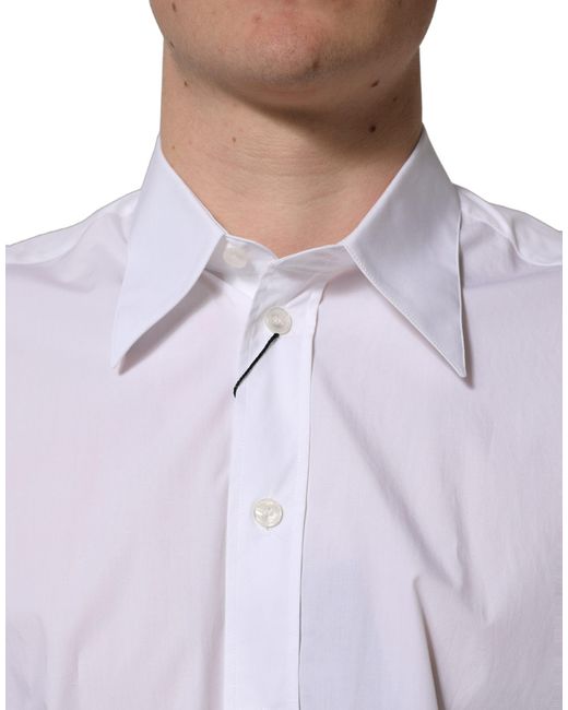 Dolce & Gabbana White Cotton Sleeveless Formal Dress Shirt for men