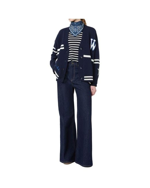 Max Mara Blue Virgin Wool Cardigan