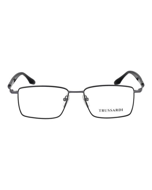 Trussardi Brown Gray Stainless Steel Glasses (frames) for men