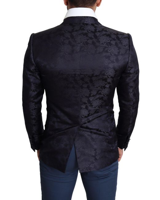 Dolce & Gabbana Blue Elegant Silk Blend Martini Blazer for men
