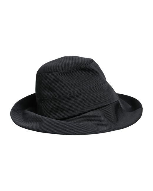Dolce & Gabbana Black Cotton Wide Brim Fedora Hat for men
