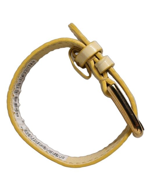 Dolce & Gabbana Natural Beige Embossed Leather Gold Buckle Belt Strap Bracelet