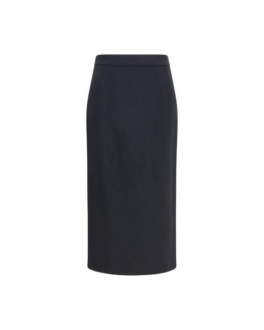 Dolce & Gabbana Blue Black Wool Oves Aries Long Skirt