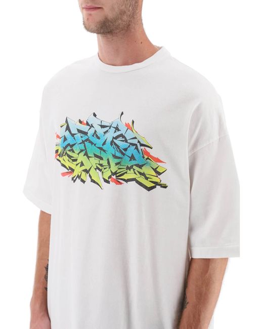 Children of the discordance Blue Graffiti Print T Shirt for men