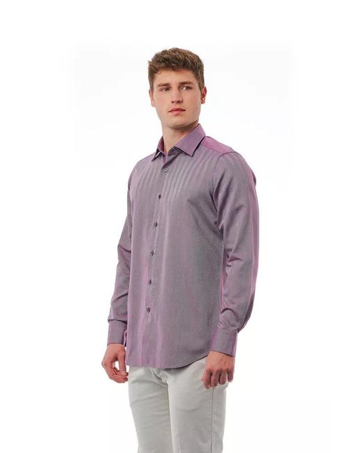 Bagutta Purple Elegant Burgundy Italian Collar Shirt for men