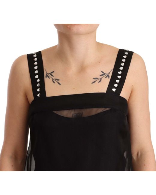Dolce & Gabbana Black Elegant Sheath Mini Dres With Crystal