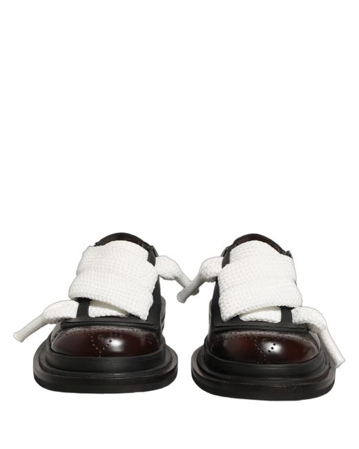 Dolce & Gabbana Black Brown Leather Slip On Flat Sandals Men Shoes for men