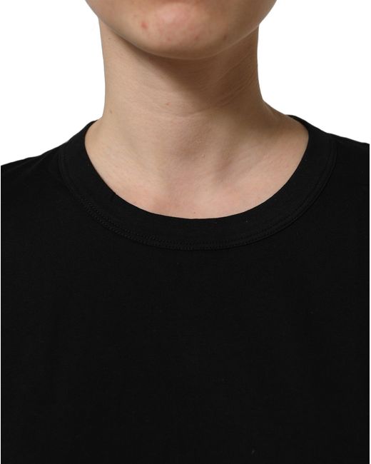 Dolce & Gabbana Black Cotton Crew Neck Short Sleeves T