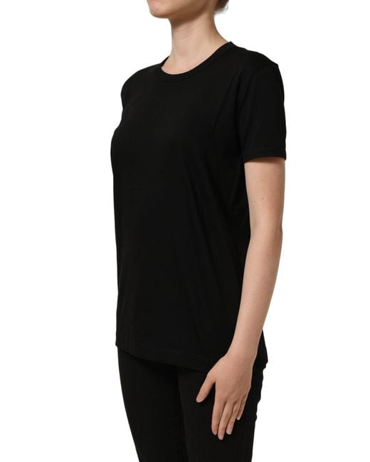 Dolce & Gabbana Black Cotton Crew Neck Short Sleeves T