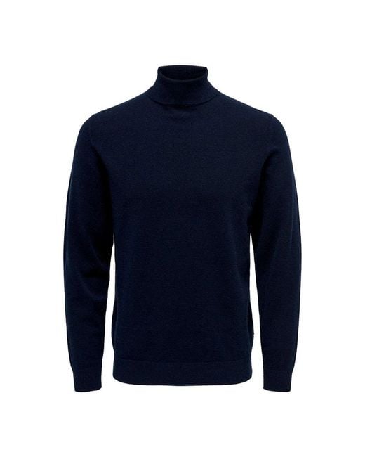 Only & Sons Men's Blue Polyester Turtleneck