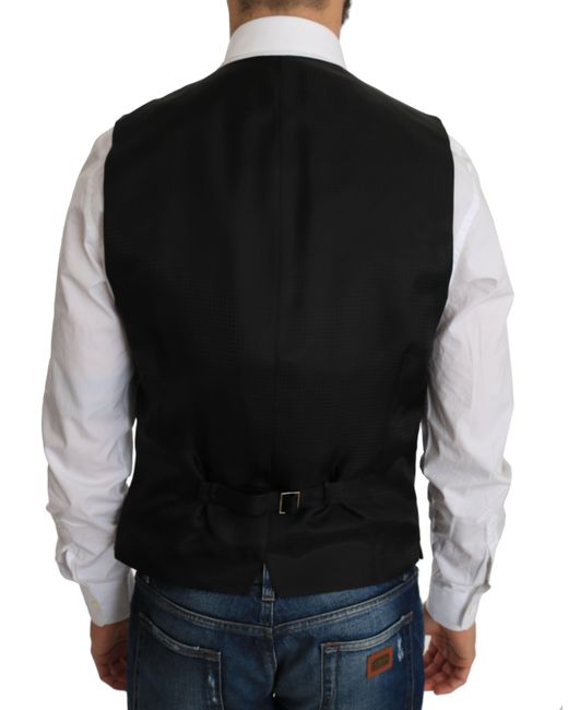 Dolce & Gabbana Black Elegant Silk Blend Formal Vest for men