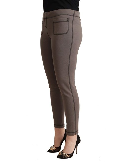 John Galliano Black Cotton Mid Waist Stretch Leggings Cropped Pants