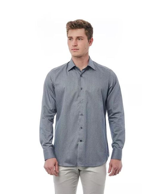 Bagutta Blue Sleek Italian Collar Cotton Shirt for men