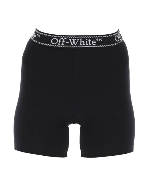 Off-White c/o Virgil Abloh Black Off- Sporty Shorts With Branded Stripe
