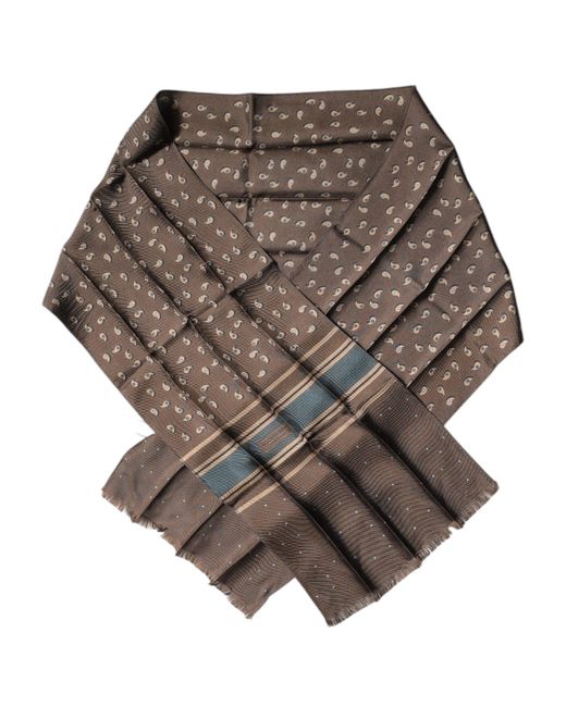 Dolce & Gabbana Brown Fantasy Silk Neck Wrap Shawl Scarf for men