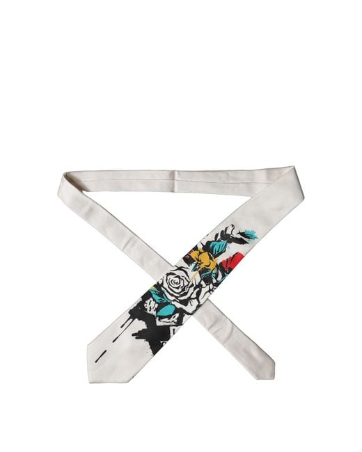 Dolce & Gabbana Gray Tattoo Floral Silk Adjustable 'Sd Neckmen's Tie for men