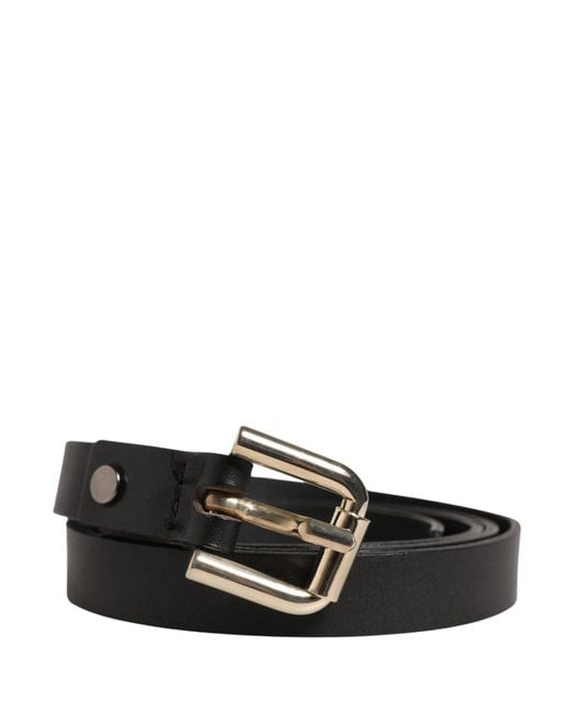 Gianfranco Ferré Black Leather Slim Gold Tone Buckle Waist Men Belt