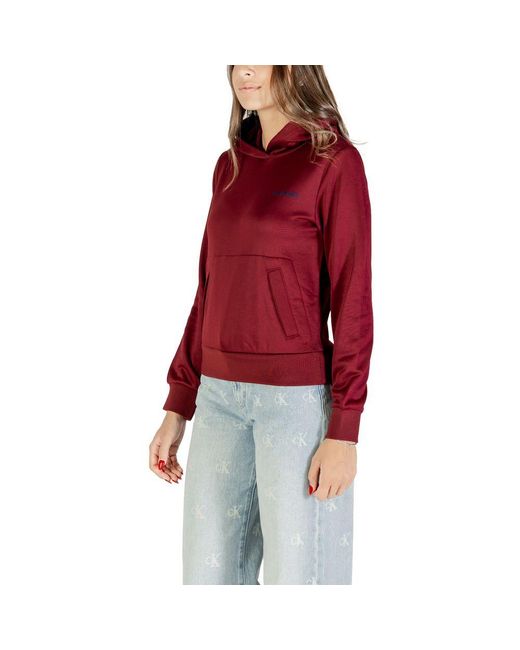 Calvin Klein Red Bordeaux Cotton Hoodie