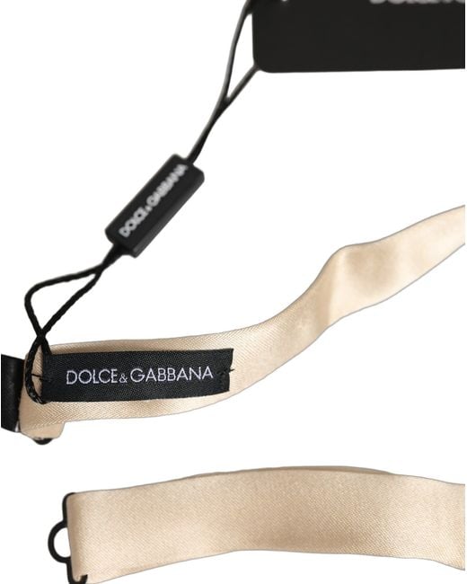 Dolce & Gabbana Natural Men Beige 100% Silk Adjustable Neck Papillon Bow Tie for men