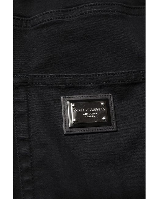 Dolce & Gabbana Black Cotton High Waist Skinny Denim Jeans for men