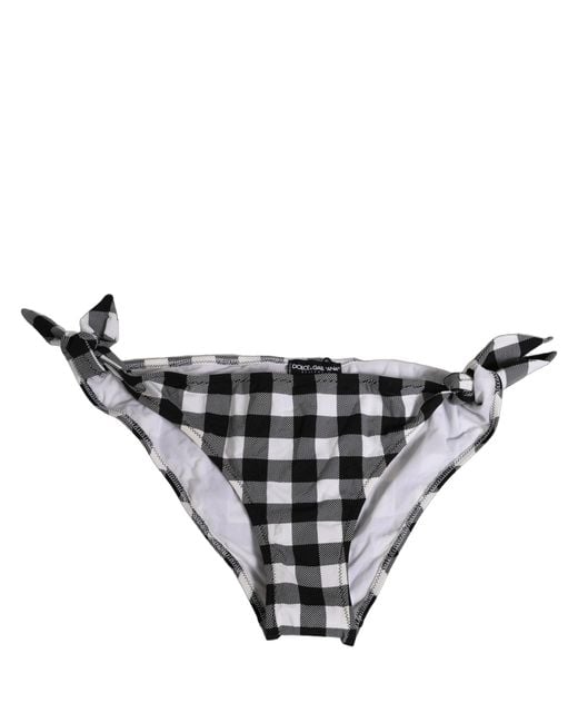 Dolce & Gabbana Black White Checkered Beachwear Bikini Bottom