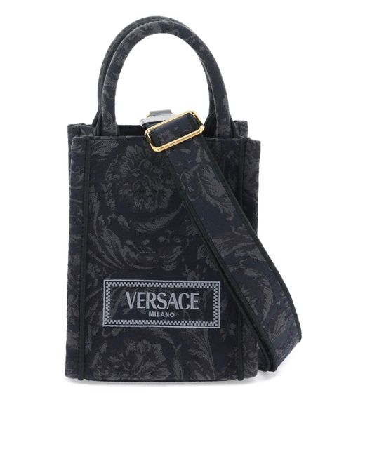 Versace Athena Barocco Mini Tote Bag in Black | Lyst