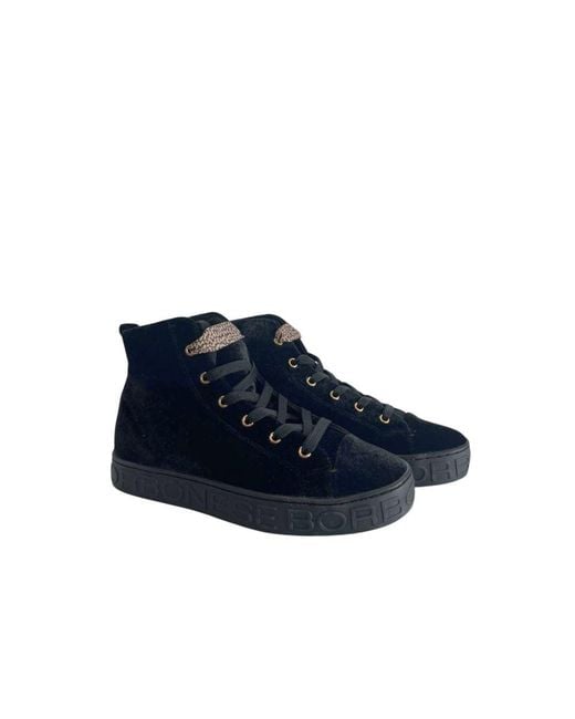 Borbonese Blue Black Leather Sneaker