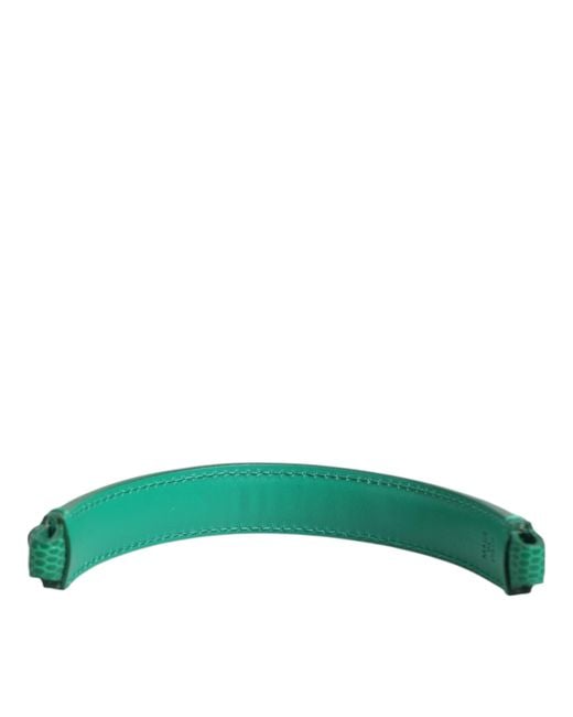 Dolce & Gabbana Green Embellished Leather Bag Handle Shoulder Strap