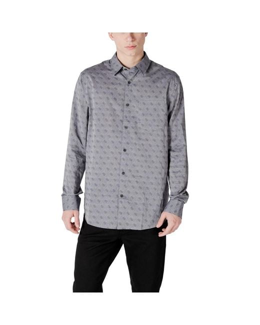 Guess Gray Cotton Dress Shirt for men