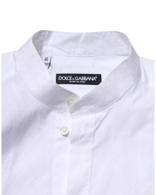Dolce & Gabbana White Cotton Slim Long Sleeves Formal Shirt for men