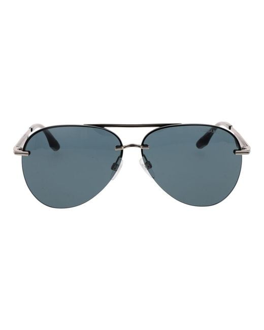 Trussardi Blue Gray Metal Sunglasses for men