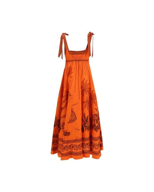 ALÉMAIS Orange Linen Casual Dress