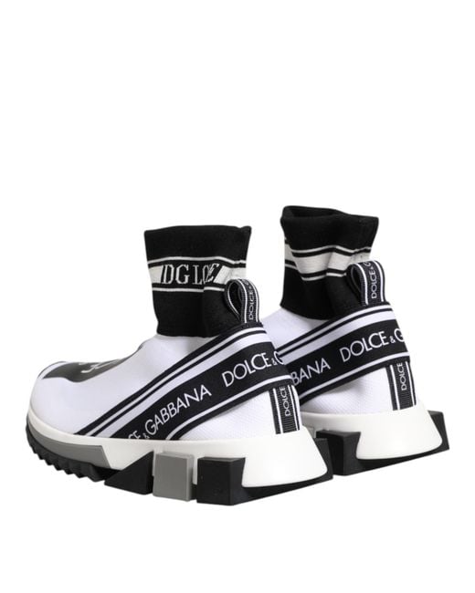 Dolce & Gabbana White Sock Sneaker Logo Detail