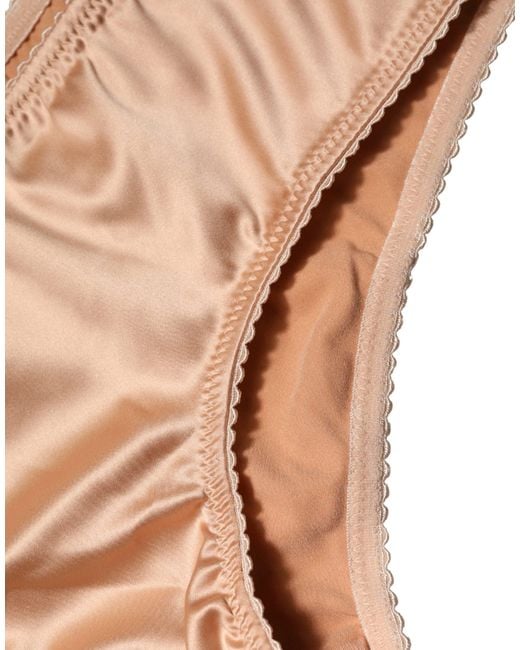 Dolce & Gabbana Pink Beige Silk Stretch Mid Waist Brief Panty Underwear