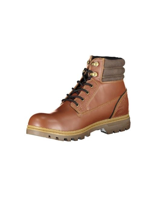 Carrera Brown Elegant Lace-Up Boots With Contrast Details for men