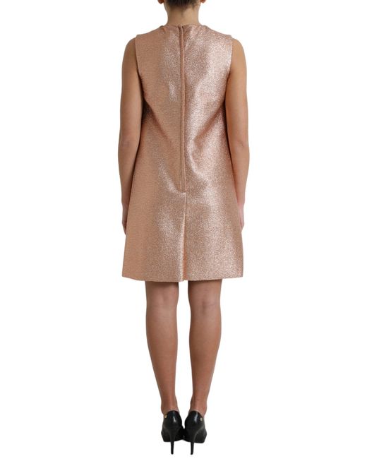 Dolce & Gabbana Natural Jacquard Sleeveless Shift Mini Dress