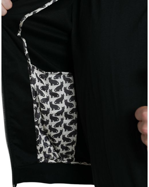 Dolce & Gabbana Black Cotton Full Zip Long Sleeves Sweater for men