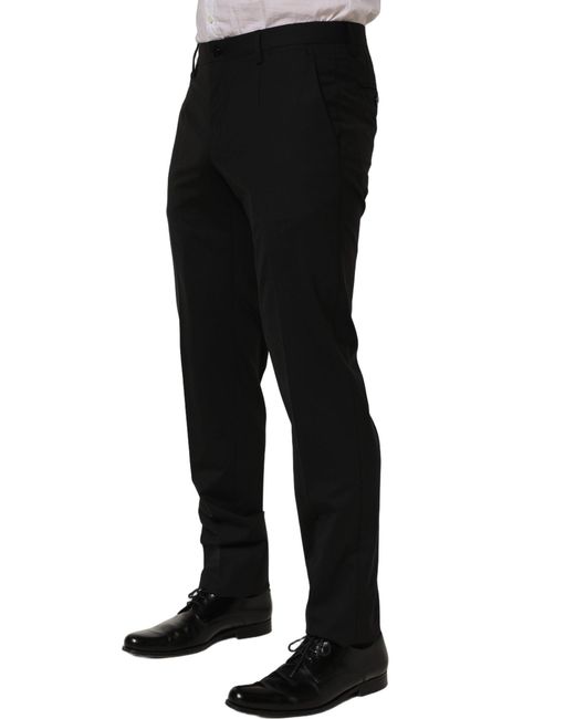 Dolce & Gabbana Black Wool Skinny Leg Dress Trouser Pants Virgin Elastane for men