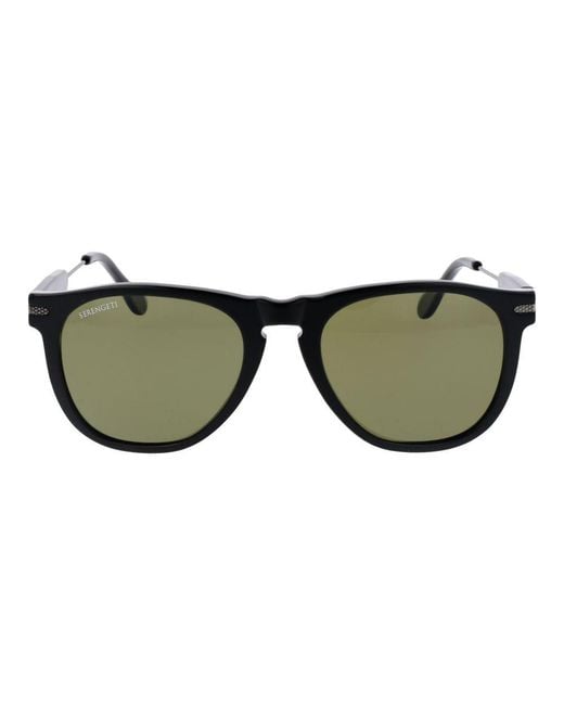 Serengeti Green Black Plastic Sunglasses for men