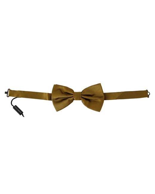 Dolce & Gabbana Black Mustard 100% Silk Butterfly Papillon Bow Tie for men