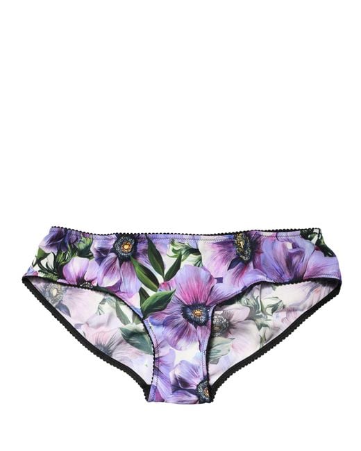 Dolce & Gabbana White Multicolor Floral Mid Waist Brief Panty Underwear