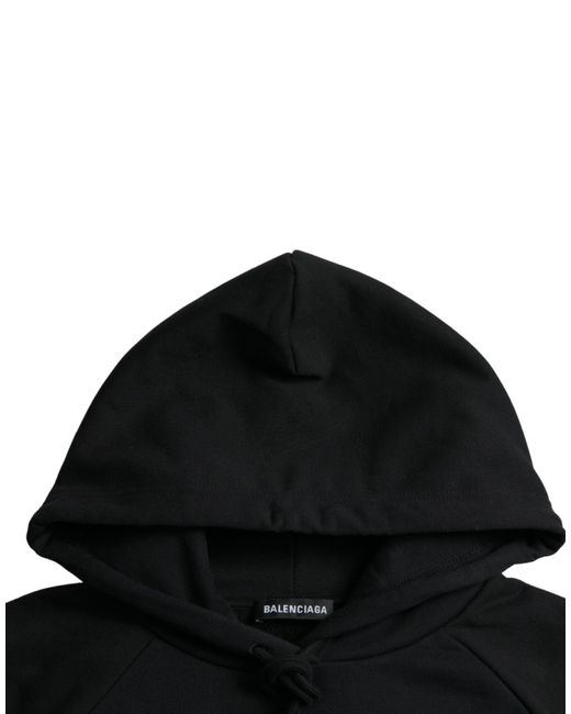 Balenciaga Black Cotton Logo Hooded Pullover Sweatshirt Sweater for men