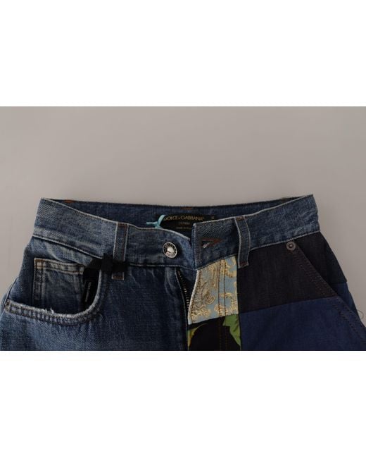 Dolce & Gabbana Blue Patchwork Jeans Highwaisted Style