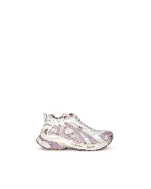 Balenciaga White Purple Polyester Athletic Sneakers