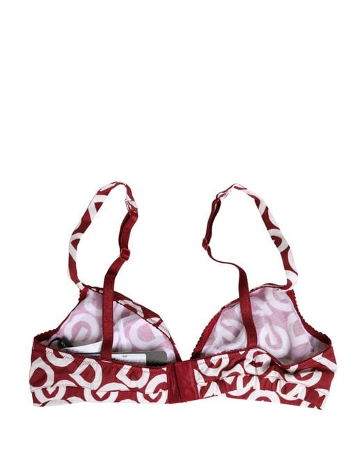 Dolce & Gabbana Red Logo Monogram Cotton Soft Cup Bra Underwear And Clothing