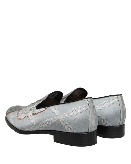 Dolce & Gabbana Gray Baroque Angel Velvet Men Loafers Shoes for men