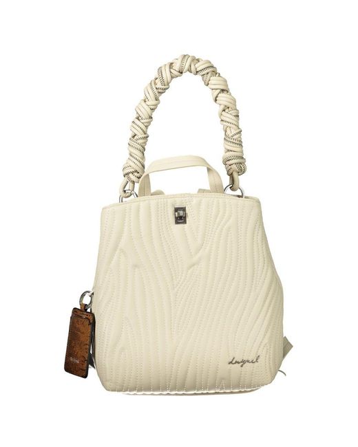 Desigual Natural White Polyurethane Backpack