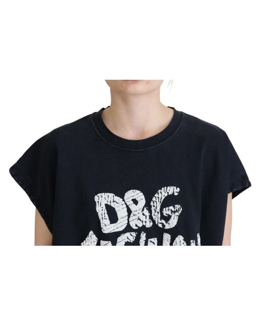 Dolce & Gabbana Black D&g Fashion Round Neck Cotton T-shirt